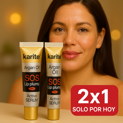 ¡Labios más llenos y atractivos al instante! Labial karite® Engrosador 2x1